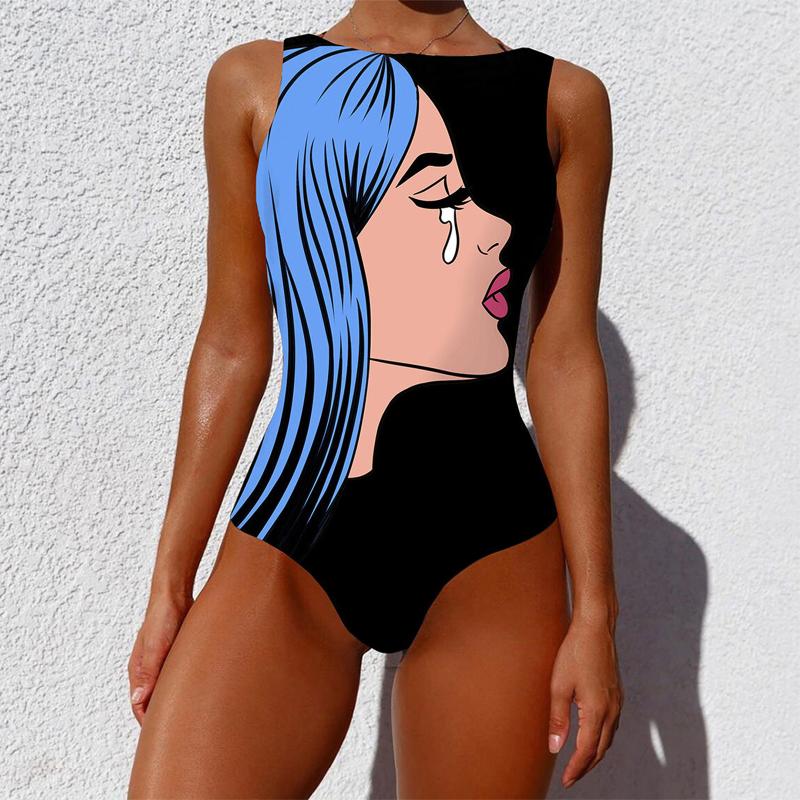 Women's Swimwear Women Graffiti Abstract Print Wide Straps High Neck Backless Beach One Piece Female Monokini Swimming Suits SummerWomen's, Blue
Women's Swimwear Women Graffiti Abstract Print Wide Straps High Neck Backless Beach One Piece Female Monokini Swimming Suits SummerWomen's, Blue