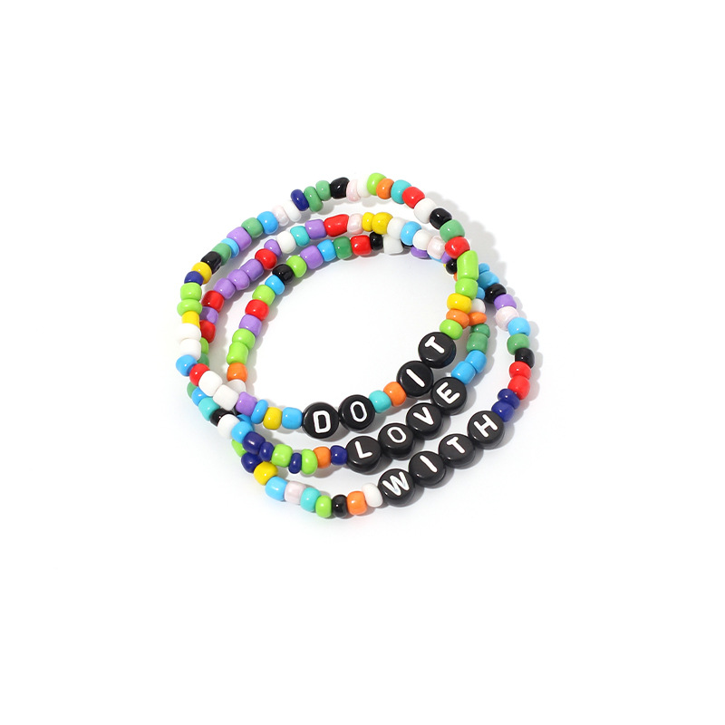 Colorful Candy Color Glass Beads Strands Bracelet DO IT Love Bangle Jewelry