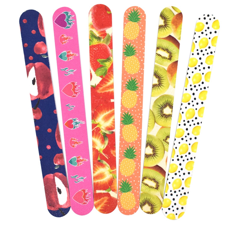 Fruit print Nail File Buffer Sanding Washable Manicure Tool Nail Art Polish Sandpaper Strip Bar Polishing