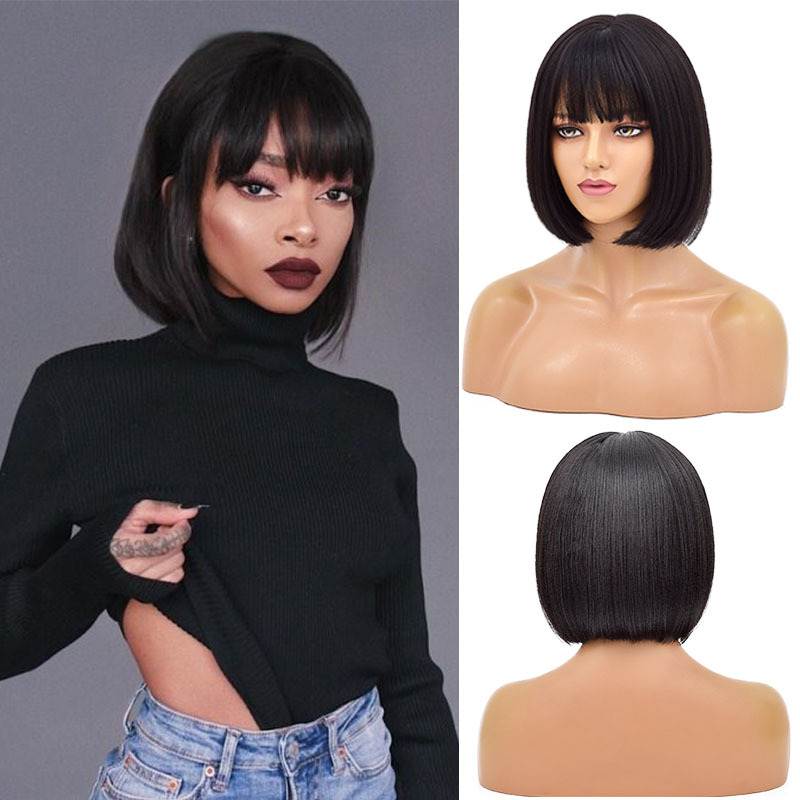 Euro USA Fashion Short Synthetic Straight wig Balck Wine Red Blond BOB Wigs For Women Daily Hair
