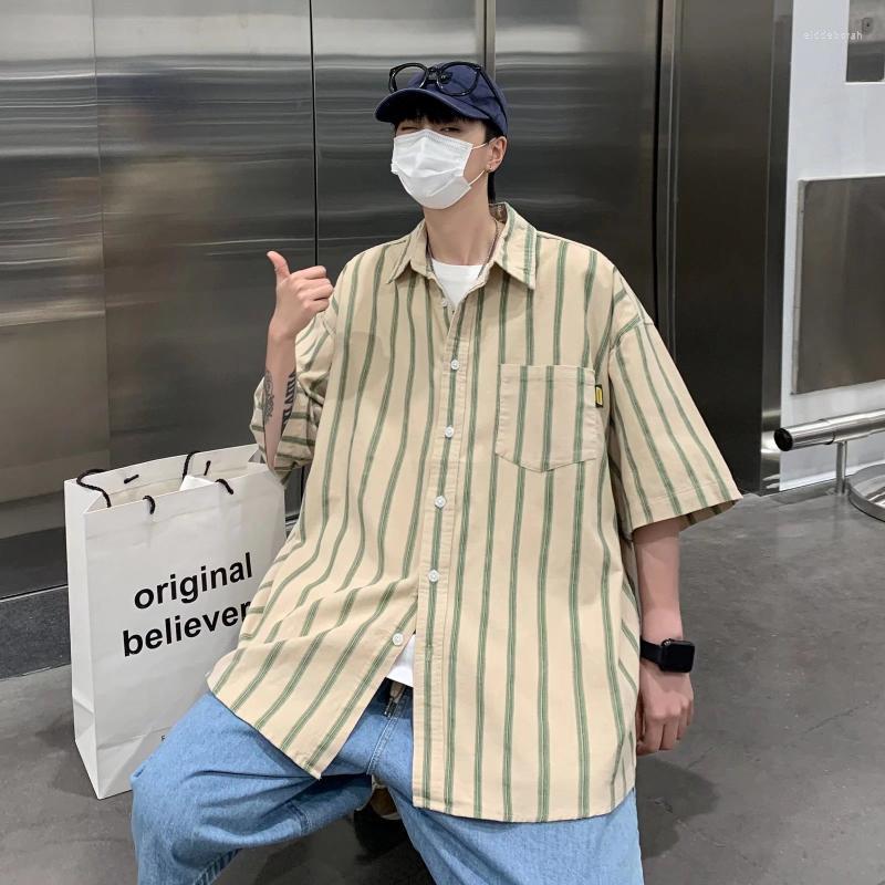 Men' Casual Shirts Japanese Retro Striped Short-sleeved Shirt Men' Summer Tide Brand Trend Lazy Wind Loose Couple JacketMen' Eldd22, Ghfcs08
Men' Casual Shirts Japanese Retro Striped Short-sleeved Shirt Men' Summer Tide Brand Trend Lazy Wind Loose Couple JacketMen' Eldd22, Ghfcs08