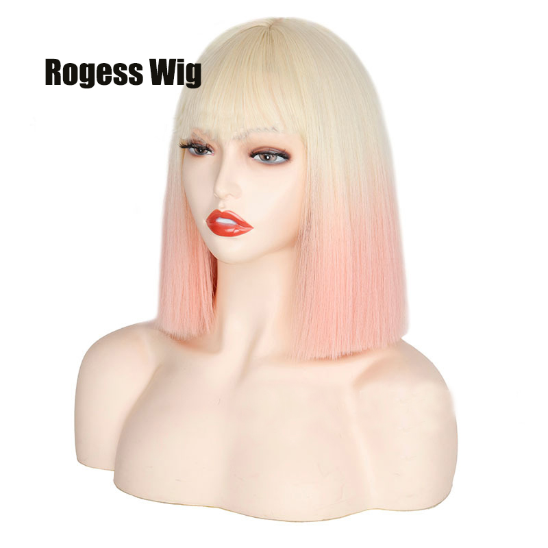 Lady's Short Straight BOB Hair Wig Multi Color Nature Synthetic Heat Resistant Weave Full Wigs for Women