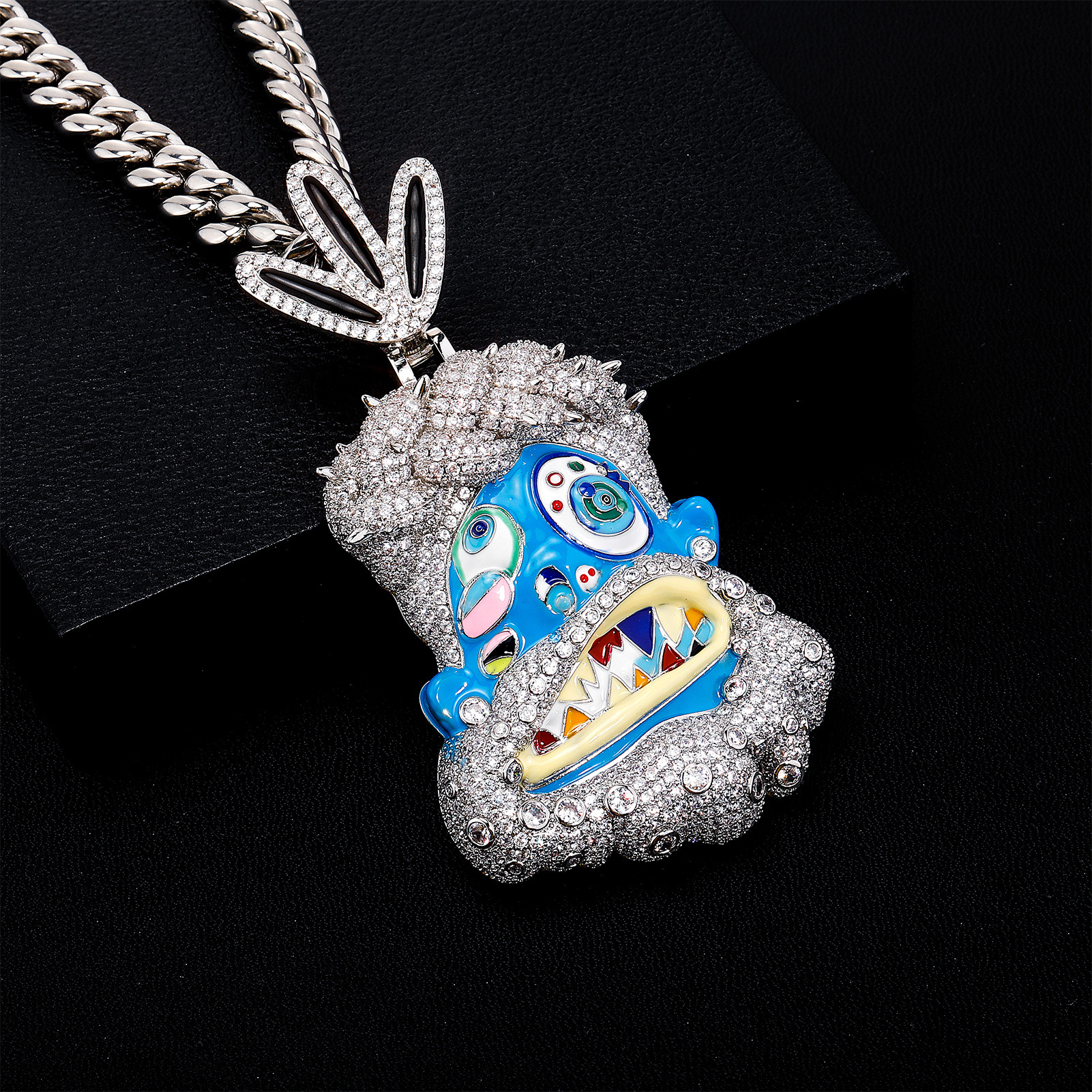 Hip Hop Colorful Drip Enamel Pendant Necklace 14K Gold Plated Jewelry for Men