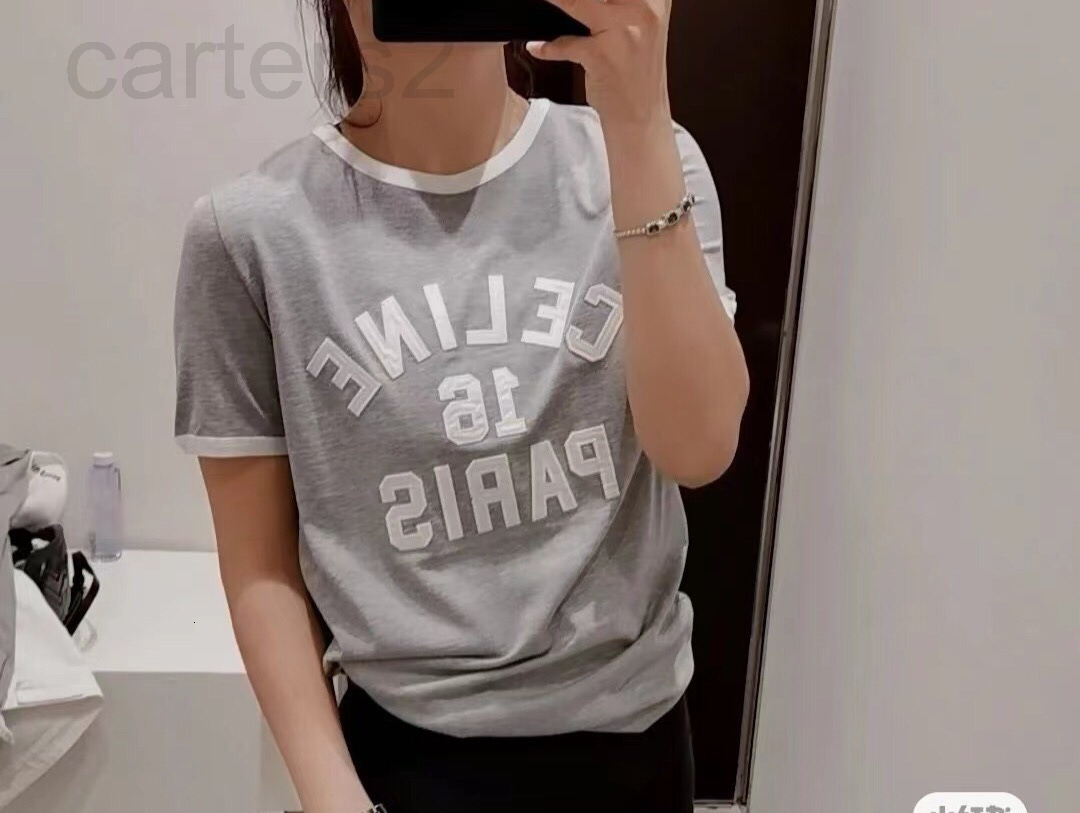 Women's T-Shirt designer CE home 22 spring and summer new round neck pasted cloth embroidered letters color matching short sleeved T-shirt casual simple top HYBS, Gray
Women's T-Shirt designer CE home 22 spring and summer new round neck pasted cloth embroidered letters color matching short sleeved T-shirt casual simple top HYBS, Gray