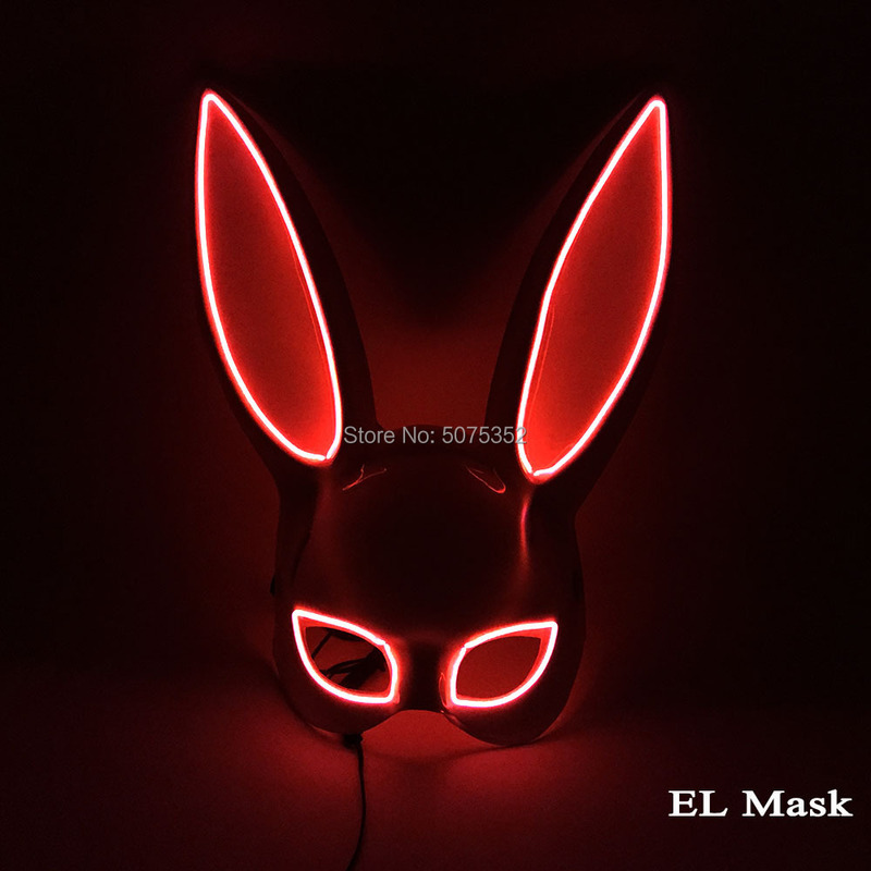 Carnival EL Wire Bunny Mask Masque Masquerade Led Rabbit Night Club Female For Birthday Wedding Party 2207156053299
