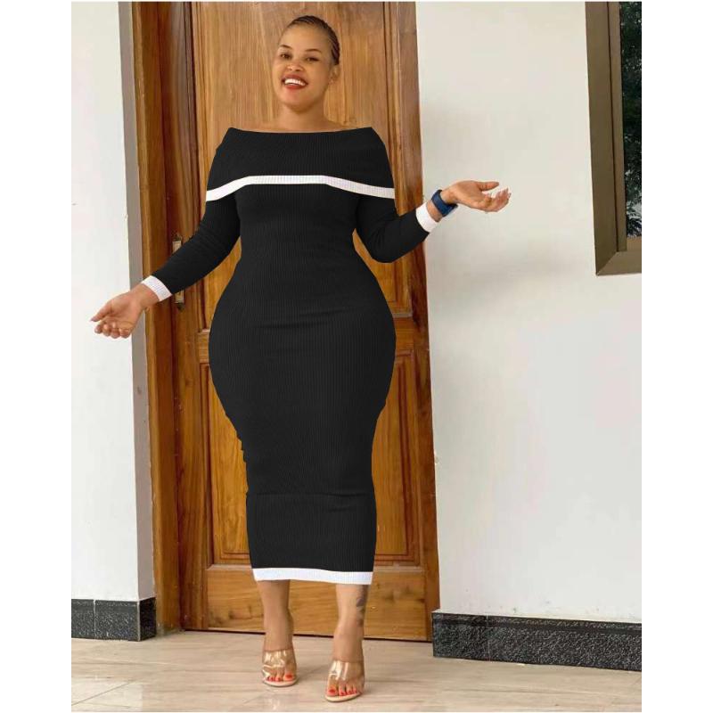 Plus Size Dresses Elegant Casual Fashion Long Sleeved Off-the-shoulder Neckline Stitching Slim Sexy Women's Clothing 2022Plus, Black
Plus Size Dresses Elegant Casual Fashion Long Sleeved Off-the-shoulder Neckline Stitching Slim Sexy Women's Clothing 2022Plus, Black