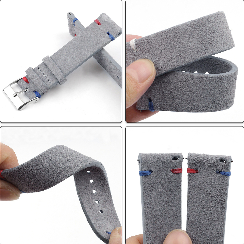 High Quality Suede Leather Vintage Watch Straps Blue Watchbands Replacement Strap for Watch Accessories 18mm 20mm 22mm 24mm 220819