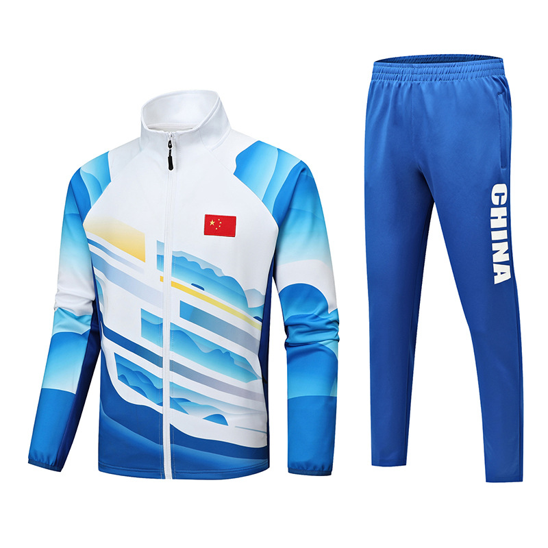 Men's Tracksuits Unisex Student Uniform Chinese Teams Tennis Player Training Suits Jacket + Pants Athlete Award Winning National Team Clothing