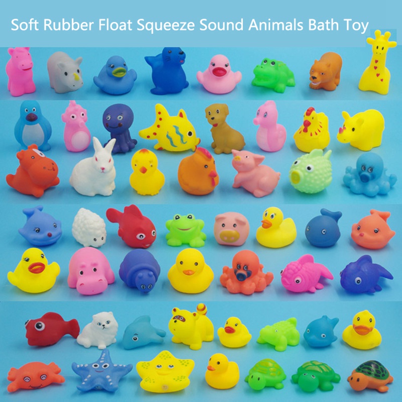 Mini Size Baby Cute Animals Bath Toy Swimming Water Toys Soft Rubber Float Squeeze Sound Kids Wash Play Funny Gift 1013