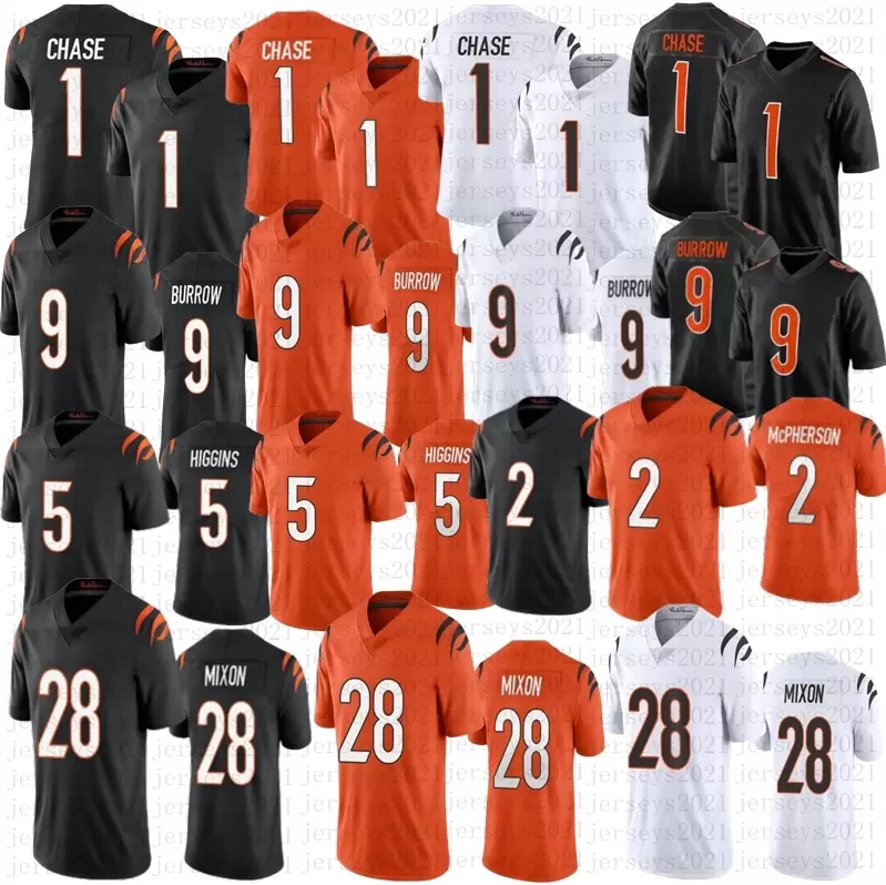 Mens Football 1 Ja 'Marr Chase 2 Evan Mcpherson 9 Joe Burrow 28 Mixon 5 Tee Higgins Stitched Jersey, As
Mens Football 1 Ja 'Marr Chase 2 Evan Mcpherson 9 Joe Burrow 28 Mixon 5 Tee Higgins Stitched Jersey, As