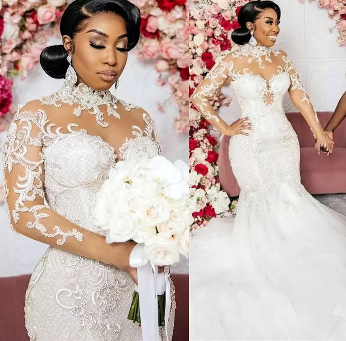 Plus Size Arabic Aso Ebi Lace Beaded Mermaid Wedding Dress High Neck Sheer Neck Long Sleeves Vintage Sexy Bridal Gowns Dresses, Champagne
Plus Size Arabic Aso Ebi Lace Beaded Mermaid Wedding Dress High Neck Sheer Neck Long Sleeves Vintage Sexy Bridal Gowns Dresses, Champagne