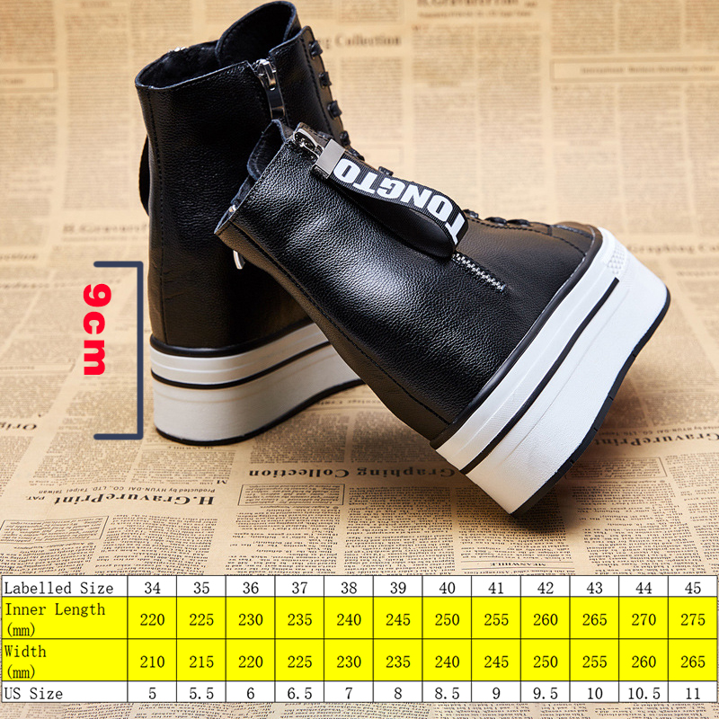9cm Genuine Leather Women Boots Hidden Heel Platform Wedge Two Zip Women Ankle Boots Shoes High Top Fashion Boots Punk, White leather
9cm Genuine Leather Women Boots Hidden Heel Platform Wedge Two Zip Women Ankle Boots Shoes High Top Fashion Boots Punk, White leather