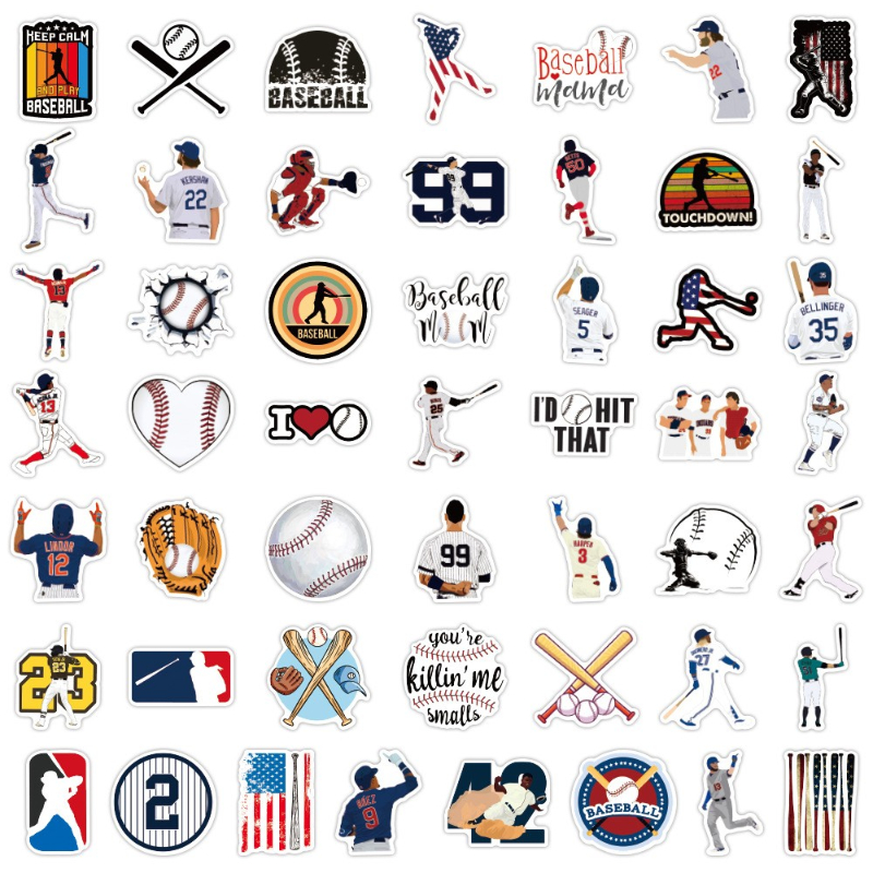 50PCS Baseball sports sticker softball Graffiti Kids Toy Skateboard car Motorcycle Bicycle Sticker Decals Wholesale
