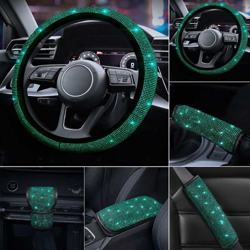 Steering Wheel Covers Car Cover Shoulder Pads Shifter Gear Hand Brake Set With Bling Emerald Rhinestone Interior AccessoriesSteering
Steering Wheel Covers Car Cover Shoulder Pads Shifter Gear Hand Brake Set With Bling Emerald Rhinestone Interior AccessoriesSteering