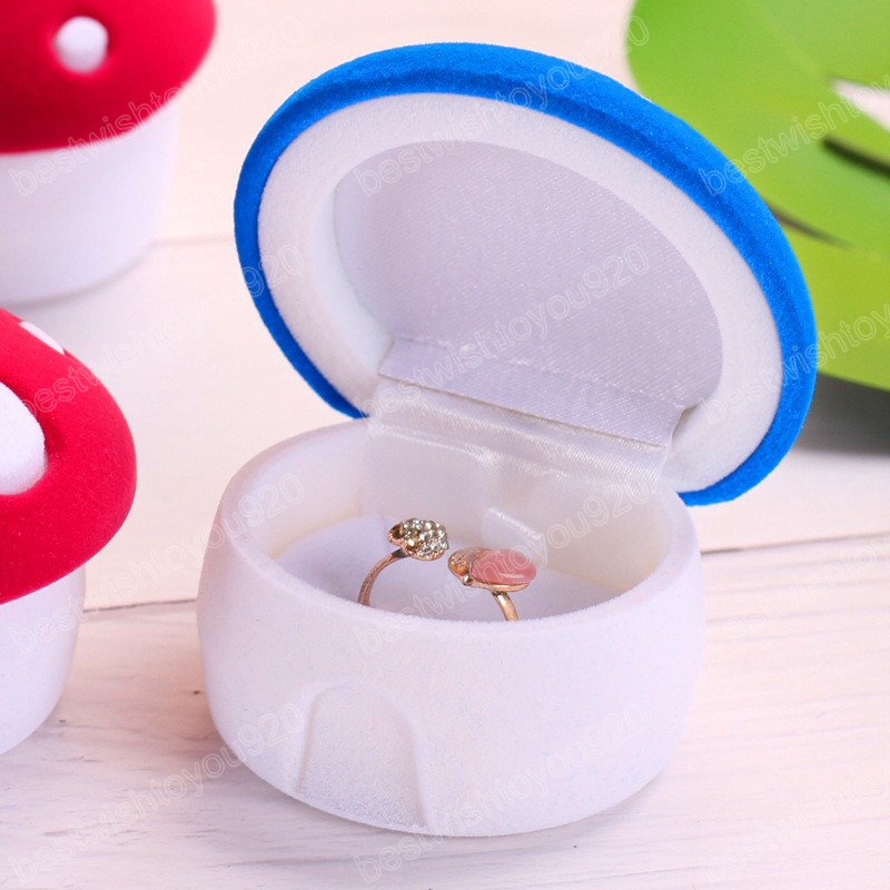 Lovely Mushroom Gift Box Holder Velvet Wedding Engagement Ring Box Jewelry Box For Earrings Necklaces Display