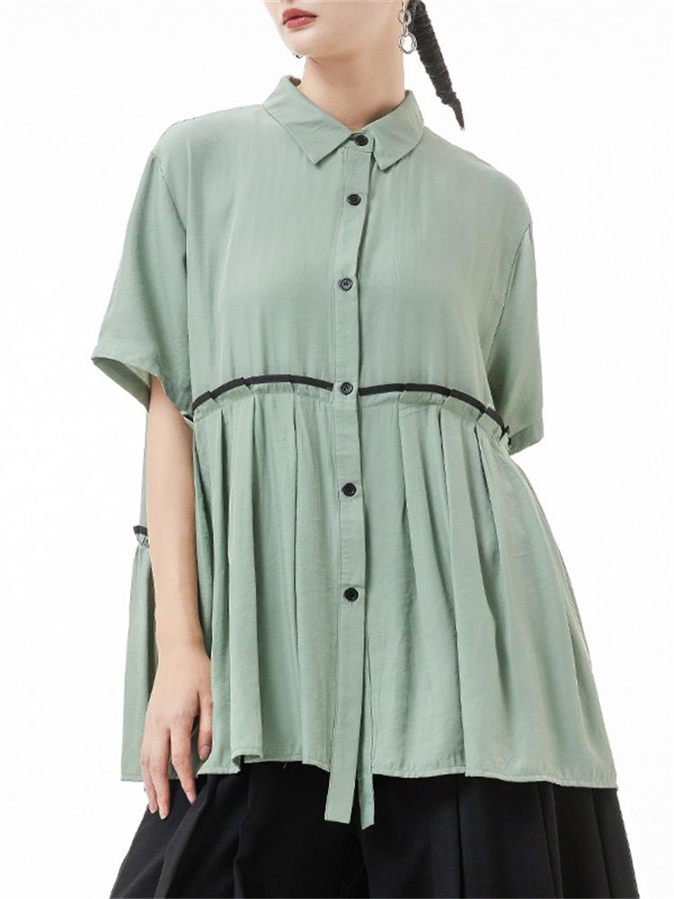 Women's Blouses & Shirts Vintage Pleated Spliced Short Sleeve Tops Shirt 2022 Summer Women Streetwear Chic Loose Casual Collar Blouse Female, Black
Women's Blouses & Shirts Vintage Pleated Spliced Short Sleeve Tops Shirt 2022 Summer Women Streetwear Chic Loose Casual Collar Blouse Female, Black