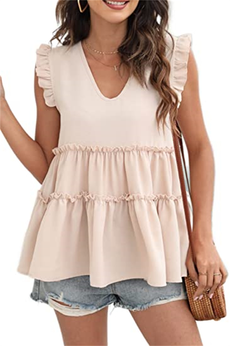 Women's Tops & Tees summer floral pleated sleeve doll shirt casual solid color V-neck layered shirt vest, Photo color
Women's Tops & Tees summer floral pleated sleeve doll shirt casual solid color V-neck layered shirt vest, Photo color
