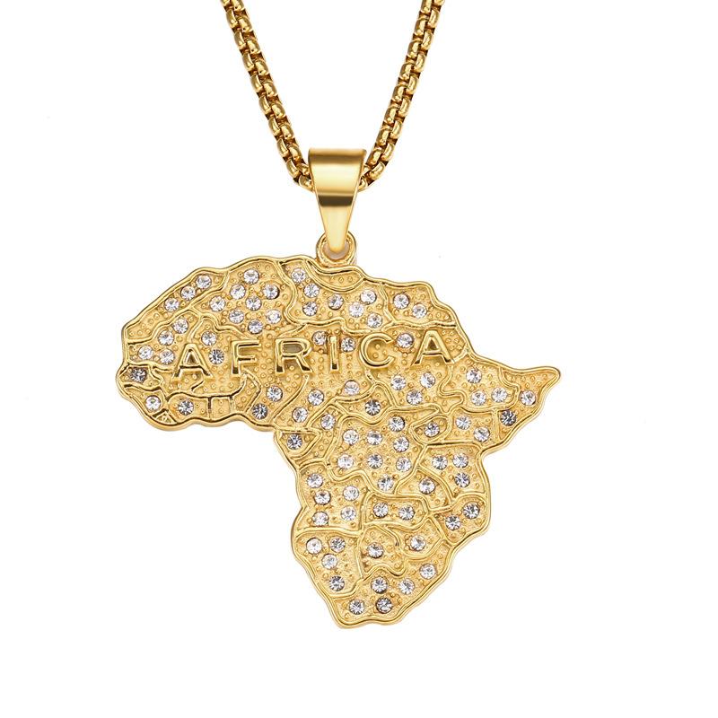 Pendant Necklaces Hip Hop Rhinestones Paved Bling Iced Out Gold Color Stainless Steel Africa Map Pendants For Men Rapper Jewelry Gifts
Pendant Necklaces Hip Hop Rhinestones Paved Bling Iced Out Gold Color Stainless Steel Africa Map Pendants For Men Rapper Jewelry Gifts
