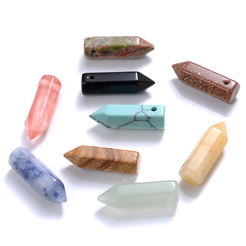 Natural Stone Pendant Charms Beads Jades Agate Turquoise Crystal Beads for Jewelry Making Findings Necklace Pendants 20x6MM