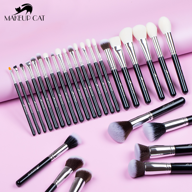 Makeup Cat-Black Makeup brushes set Professional tool Synthetic hair brushes Foundation Powder Contour Eyeshadow make up brushes 220616