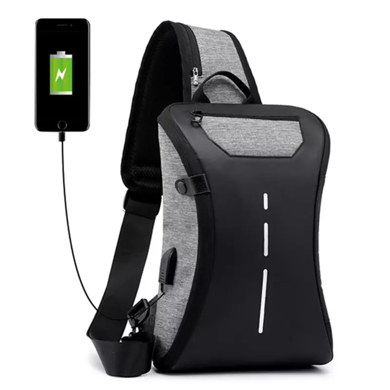 Opening closing business chest bag shoulder messenger handbag tablet computer mobile phone USB charging storage packback bags men and women