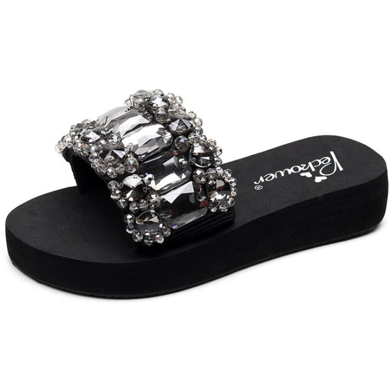 Childrens slippers girls slippers sweet summer shoes lovely kids slippers gem princess shoes parent child shoes s76 220426