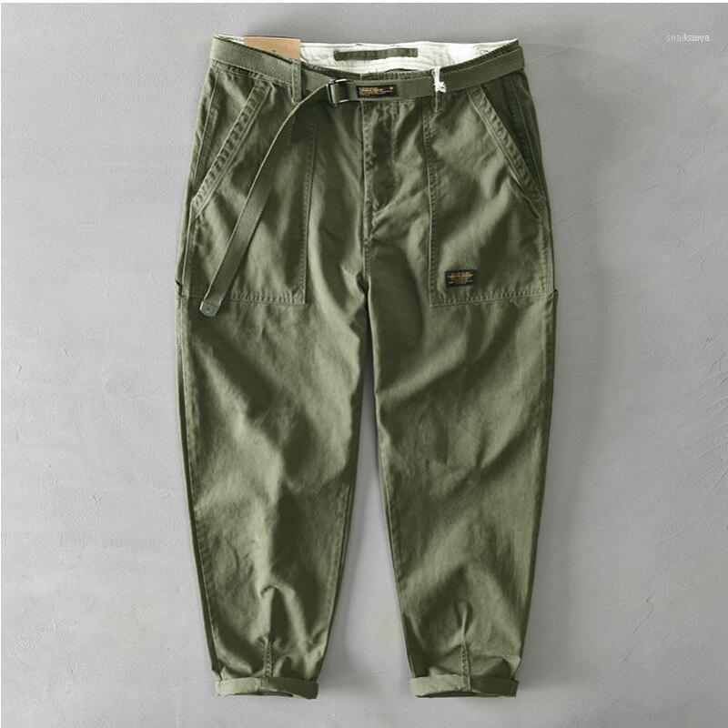 Men's Pants Spring Solid Color Pure Cotton Male Korean Style Casual Loose Belt Mid Waist Slim Fit Pencil Trousers, Army green 
Men's Pants Spring Solid Color Pure Cotton Male Korean Style Casual Loose Belt Mid Waist Slim Fit Pencil Trousers, Army green
