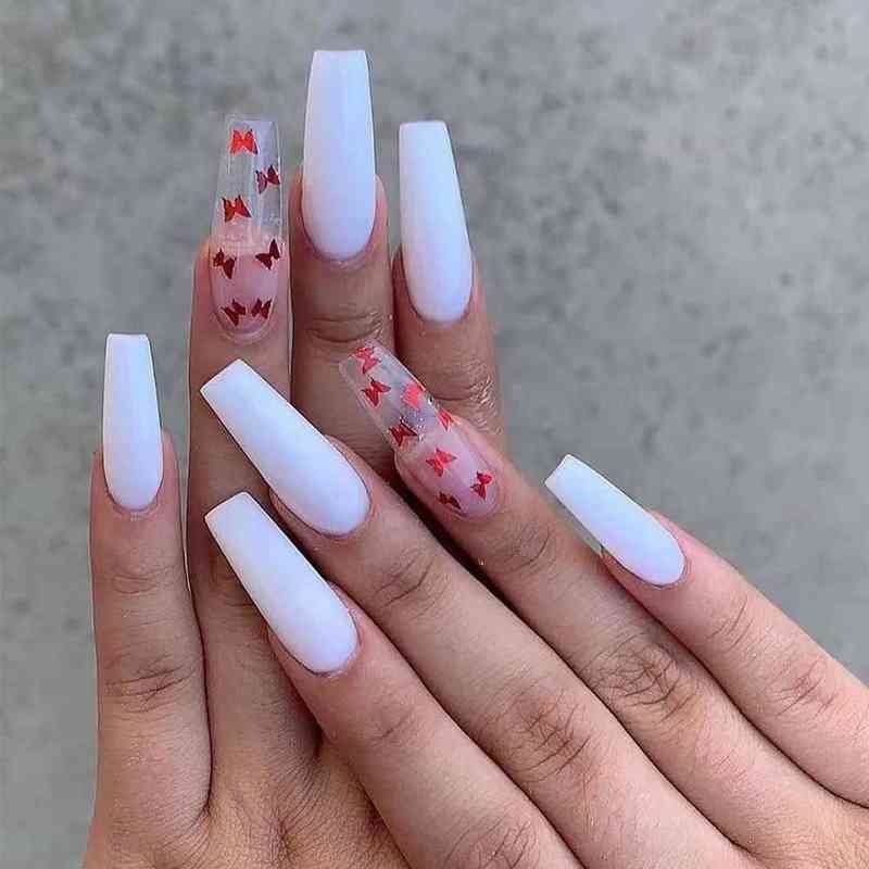 False Nails 24pcs Long French Ballerina Fake White Pink Butterfly Pattern Coffin Decal Press on Tips 0616
False Nails 24pcs Long French Ballerina Fake White Pink Butterfly Pattern Coffin Decal Press on Tips 0616