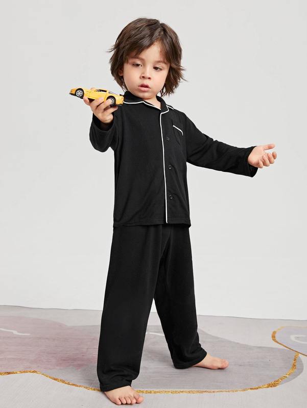 Toddler Boys Patched Pocket Contrast Piping Lounge Set SHE