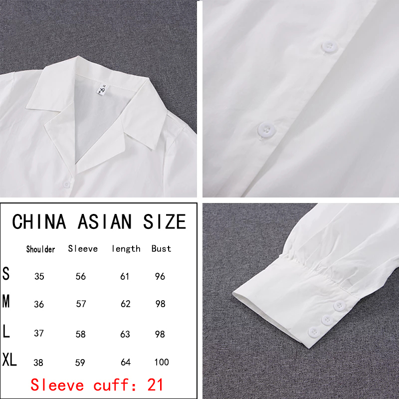 QWEEK Cotton White Blouse Women Lantern Sleeves Vintage Shirts Button Up Long Sleeve Top Spring Fashion Office Ladies Chic 220407