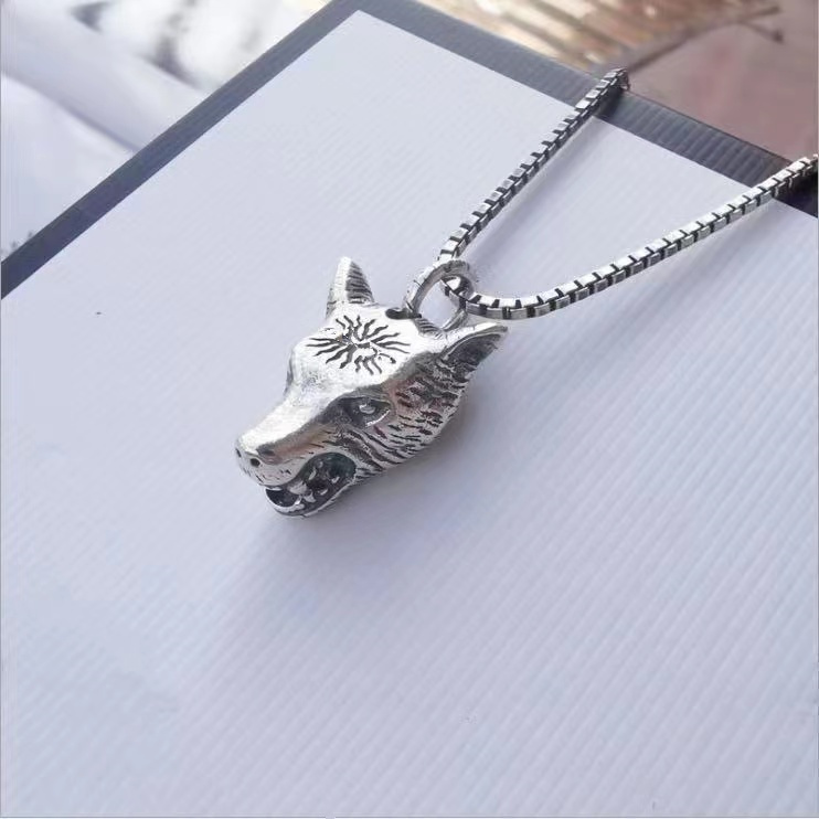 High quality Jewelry Italian design 925 silver G letter Pendant Necklace wolf cow Tiger animal Pendant men's and women's fashion accessories