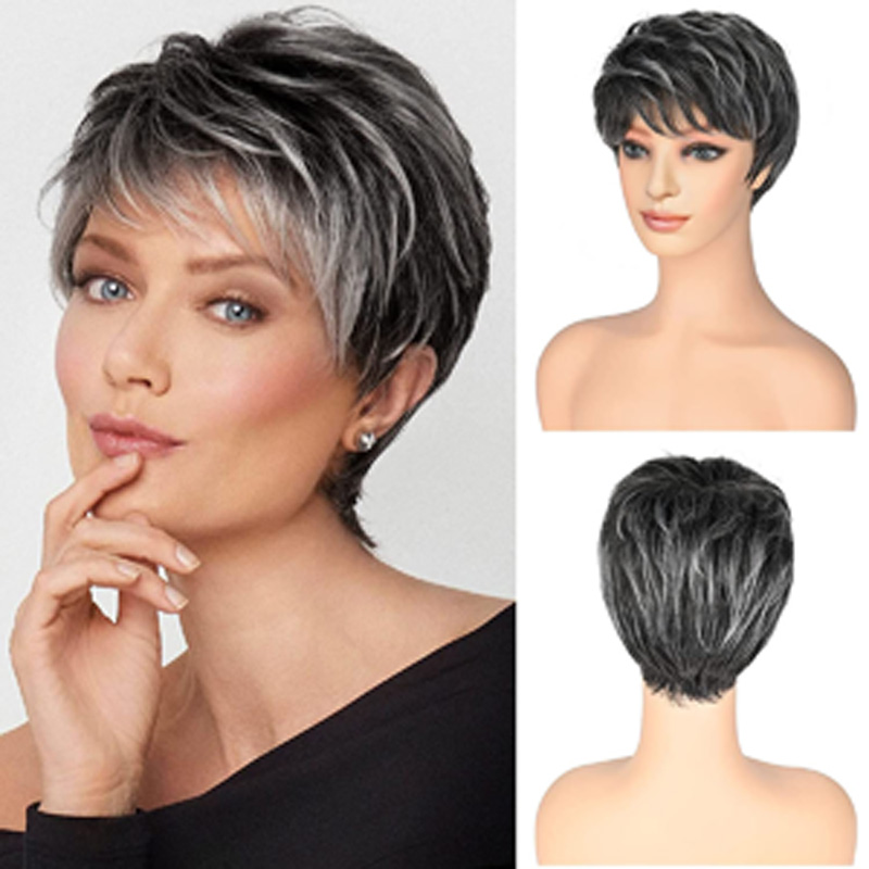 Short Purple Natural Layered Pixie Wig Synthetic Hair Replacement Wig for Daily Party Halloween Use