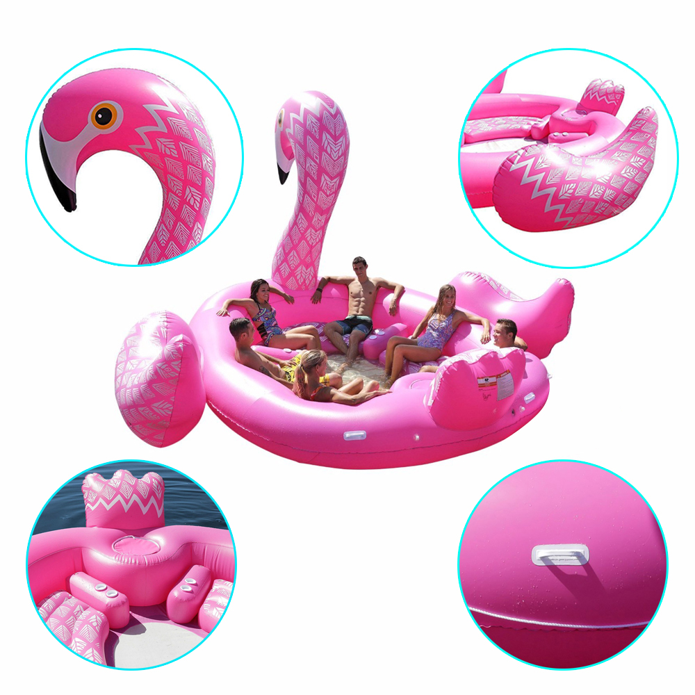 6-8person Huge Flamingo Pool Float Giant Inflatable Unicorn Swimming Pool Accessories Island For Party Floating wedding beach Boat Outdoor Toy