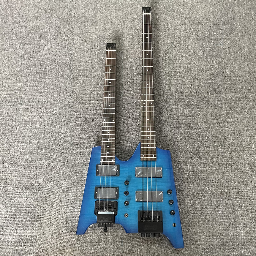 In stock -Custom double-headed electric guitar 6 string guitar, 4 string bass, rock headless double-end
In stock -Custom double-headed electric guitar 6 string guitar, 4 string bass, rock headless double-end
