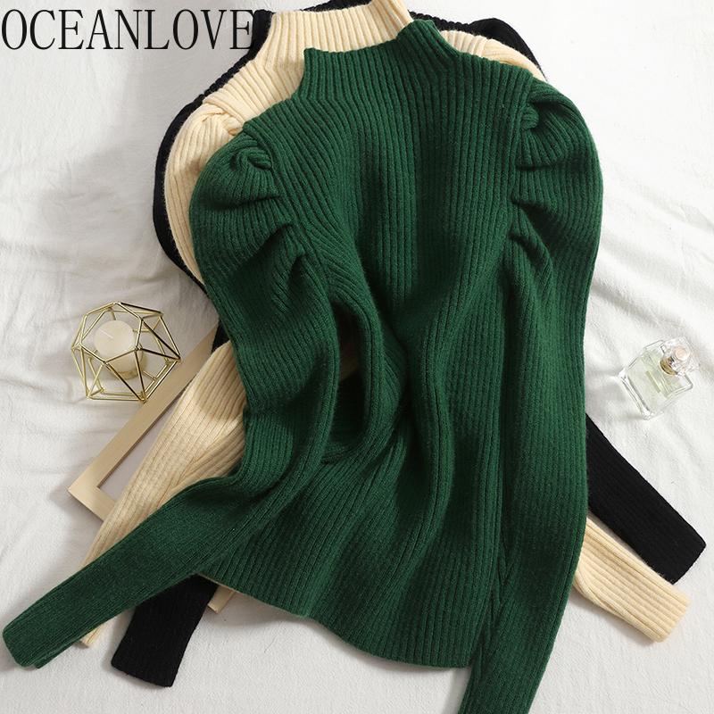 Women's Sweaters OCEANLOVE Turtleneck Pull Femme Solid Puff Sleeve Korean Vintage Women Autumn Winter Retro Jersey Mujer Ins Fashion, White;black
Women's Sweaters OCEANLOVE Turtleneck Pull Femme Solid Puff Sleeve Korean Vintage Women Autumn Winter Retro Jersey Mujer Ins Fashion, White;black