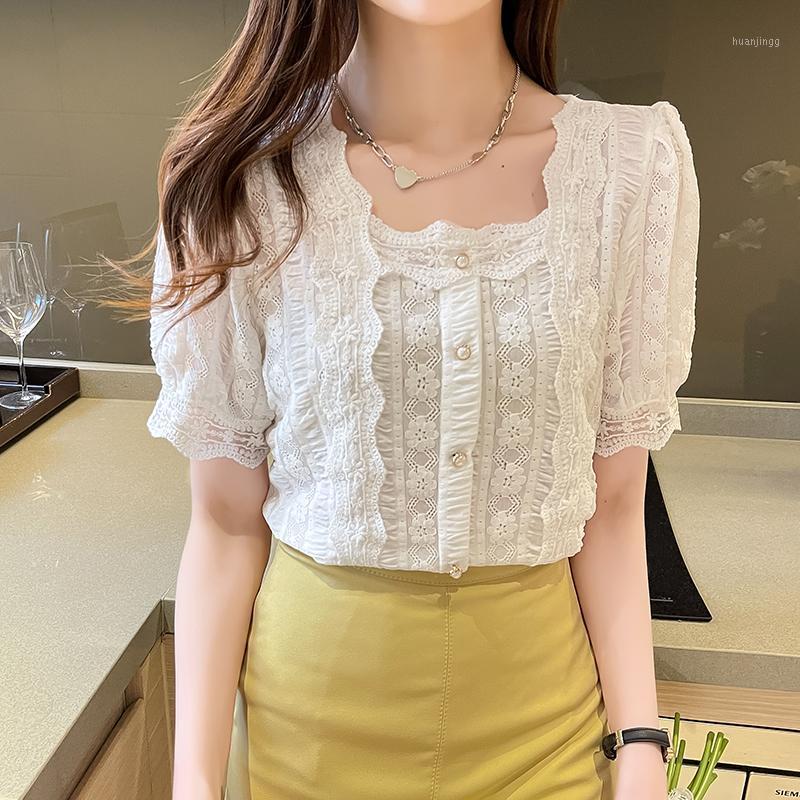 Women' Blouses & Shirts Women Korean Style Summer 2022 Lotus Leaf Lace Hollow Out V-neck Short Puff Sleeve Female Fashion Tops, White
Women' Blouses & Shirts Women Korean Style Summer 2022 Lotus Leaf Lace Hollow Out V-neck Short Puff Sleeve Female Fashion Tops, White