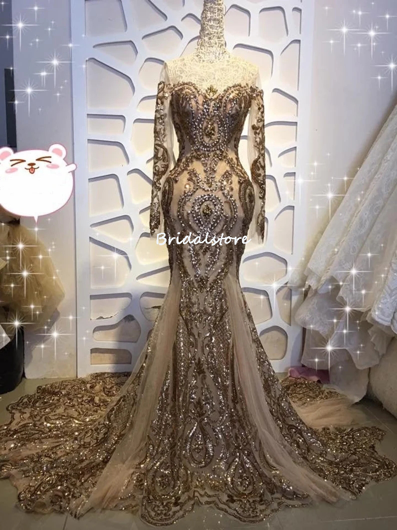 Bling Red Sequin Mermaid Prom Dresses 2022 Real Pictures Long Sleeve Black Girls African Plus Size Evening Dress Glitter Party Formal Dresses Robes De