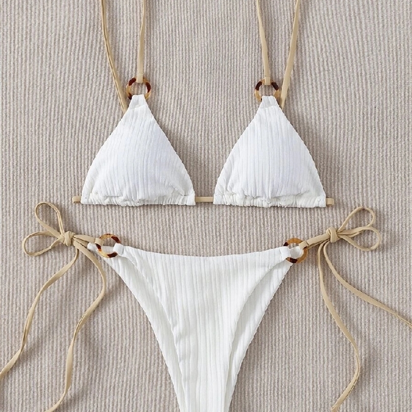 Sexy Bikini Set Cute White Plain Ring Linked Spaghetti Strap Triangle Thong Biquini Swimsuit Swimwear Women Bathing Suit B0 220527, Black
Sexy Bikini Set Cute White Plain Ring Linked Spaghetti Strap Triangle Thong Biquini Swimsuit Swimwear Women Bathing Suit B0 220527, Black