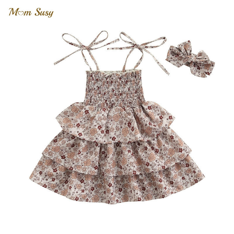 Baby Girl Princess Strap Floral Layered DressHeadwear Infant Toddler Child Cotton Suspender Vestido Summer Baby Clothes 14Y 220614
Baby Girl Princess Strap Floral Layered DressHeadwear Infant Toddler Child Cotton Suspender Vestido Summer Baby Clothes 14Y 220614