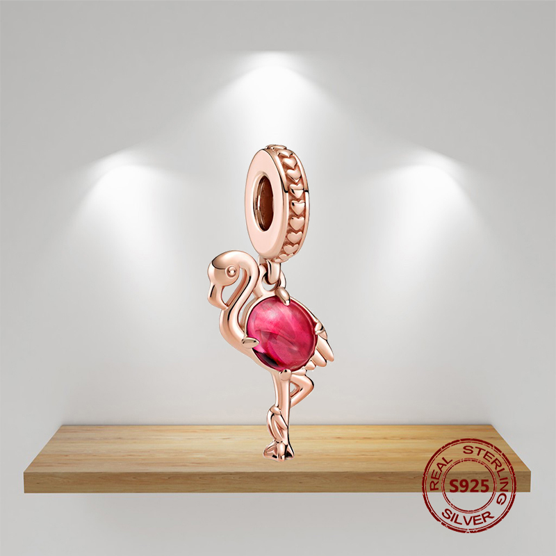 S925 Sterling Silver Pendant Charms for Original box Rose Gold Eros Cross Flamingo European Bead Charms Bracelet Necklace