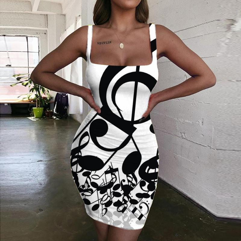 

Casual Dresses Giyu Brand Music Dress Women Retro Ladies Note Halter Sleeveless Party Sundress Womens Clothing Summer Vintage BeachCasual, Aadzl-11313