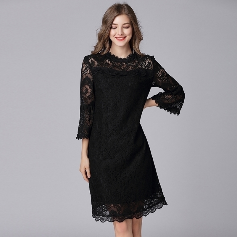TAOYIZHUAI summer Autumn Black Large Size Hollow Out Flare Sleeve Collar Zipper Fly Casual Lace Dress For Women Y200805, Black 16089
TAOYIZHUAI summer Autumn Black Large Size Hollow Out Flare Sleeve Collar Zipper Fly Casual Lace Dress For Women Y200805, Black 16089