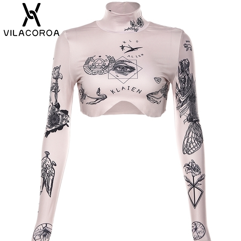 Half High Collar Long Sleeve Women Print Tshirt Slim Backless Tight Crop Top Women Gothic Party Womens Tshirt Streetwear Tee Y200412, Khaki
Half High Collar Long Sleeve Women Print Tshirt Slim Backless Tight Crop Top Women Gothic Party Womens Tshirt Streetwear Tee Y200412, Khaki