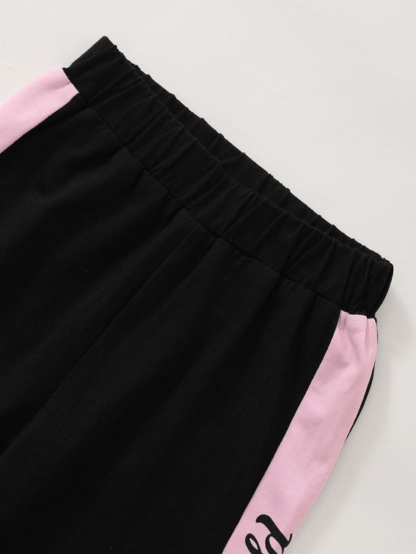 Toddler Girls Slogan Graphic Tee & Panel Joggers SHE