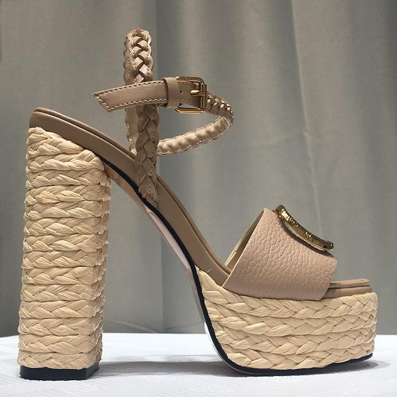 summer Fashion weave sandals for women Top quality shoe Lafite grass Genuine Leather 13CM High Heel Platform shoes Designer sexy womens sand, Brown
summer Fashion weave sandals for women Top quality shoe Lafite grass Genuine Leather 13CM High Heel Platform shoes Designer sexy womens sand, Brown