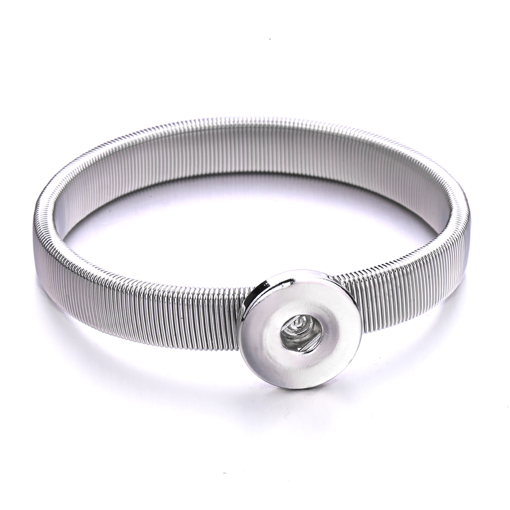 18mm snap button charm Elasticity Bracelet bangle silver gold chain snaps buttons Bracelets Jewelry for women men