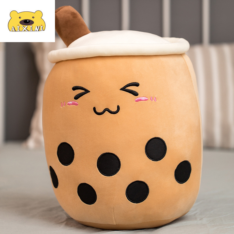 Bubble Tea Plush Toy Boba Milk Cup Shaped Pillow Real Life Food Stuffed Soft Back Cushion Gift Kid Birthday 220531