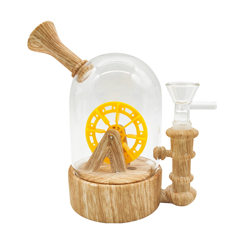6inches glass bong high silicon shisha Modelling of water wheel hookah silicone water pipes bongs dab rig oil rigs tobacco cigarette
