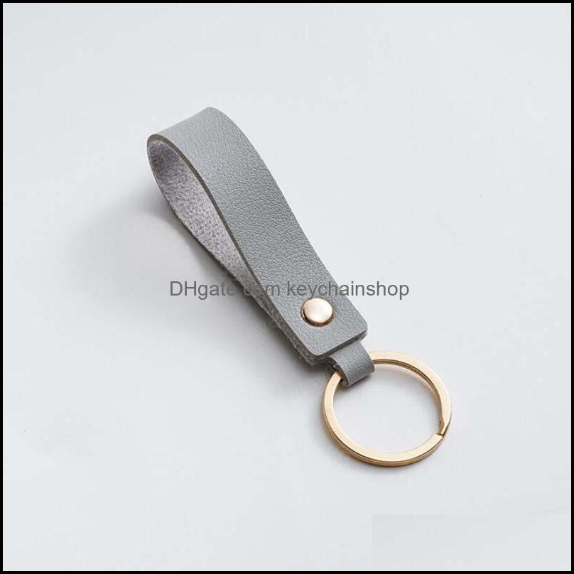 Key Rings Jewelry Fashion Pu Leather Keychain Business Gift Keyring Men Women Car Strap Waist Wallet Keychains Drop Delivery 2021 Dcnsd