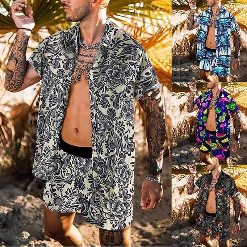 Men' Tracksuits 2022 Summer Men Shorts Sets Streetwear Printing Short Sleeve Beach Male Shirt Hawaiian Button Casual Tracksuit Two Piece Ou
Men' Tracksuits 2022 Summer Men Shorts Sets Streetwear Printing Short Sleeve Beach Male Shirt Hawaiian Button Casual Tracksuit Two Piece Ou